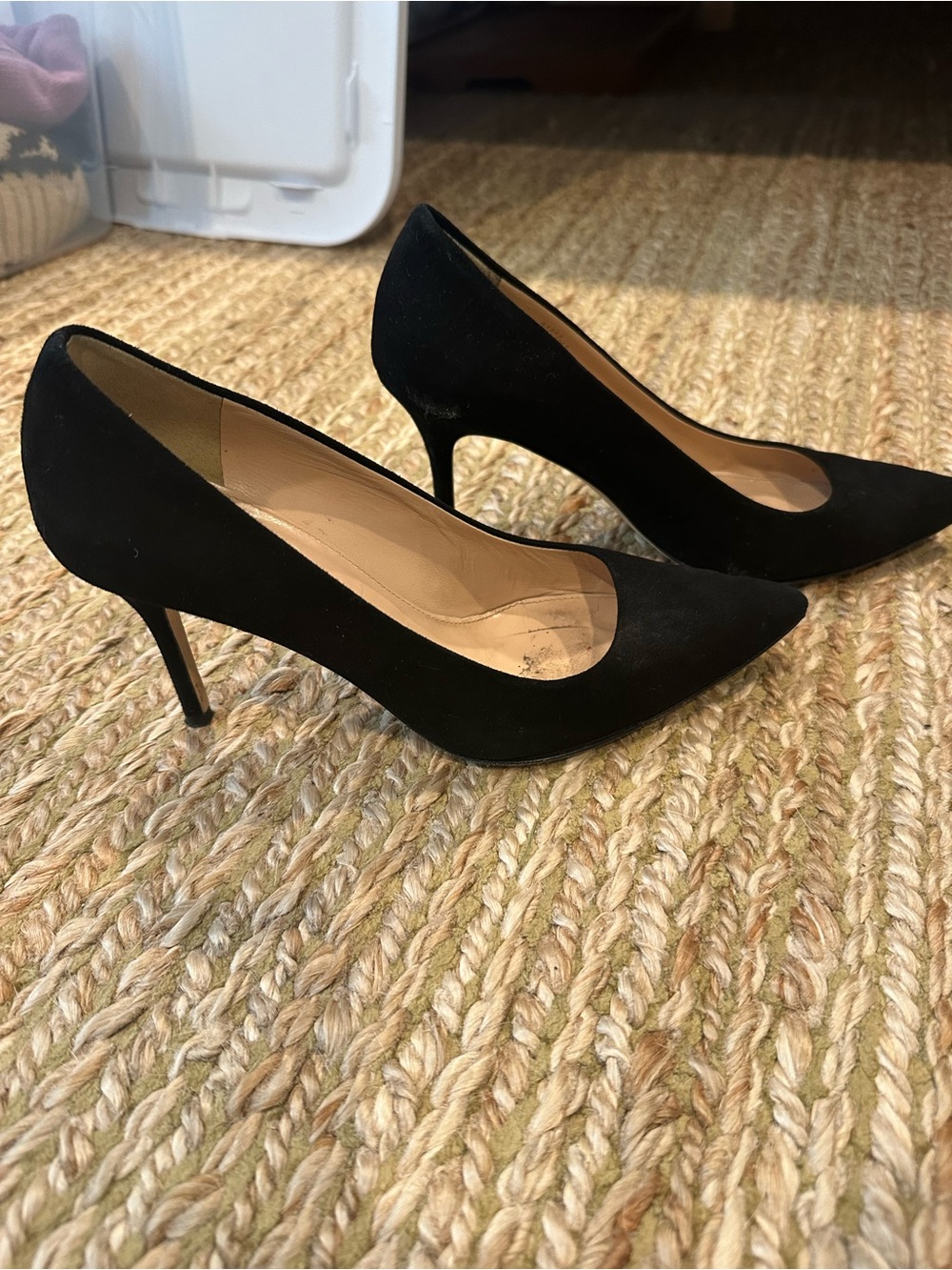 J. Crew Black suede  Pointed-Toe Suede Stiletto Pumps, 7.5